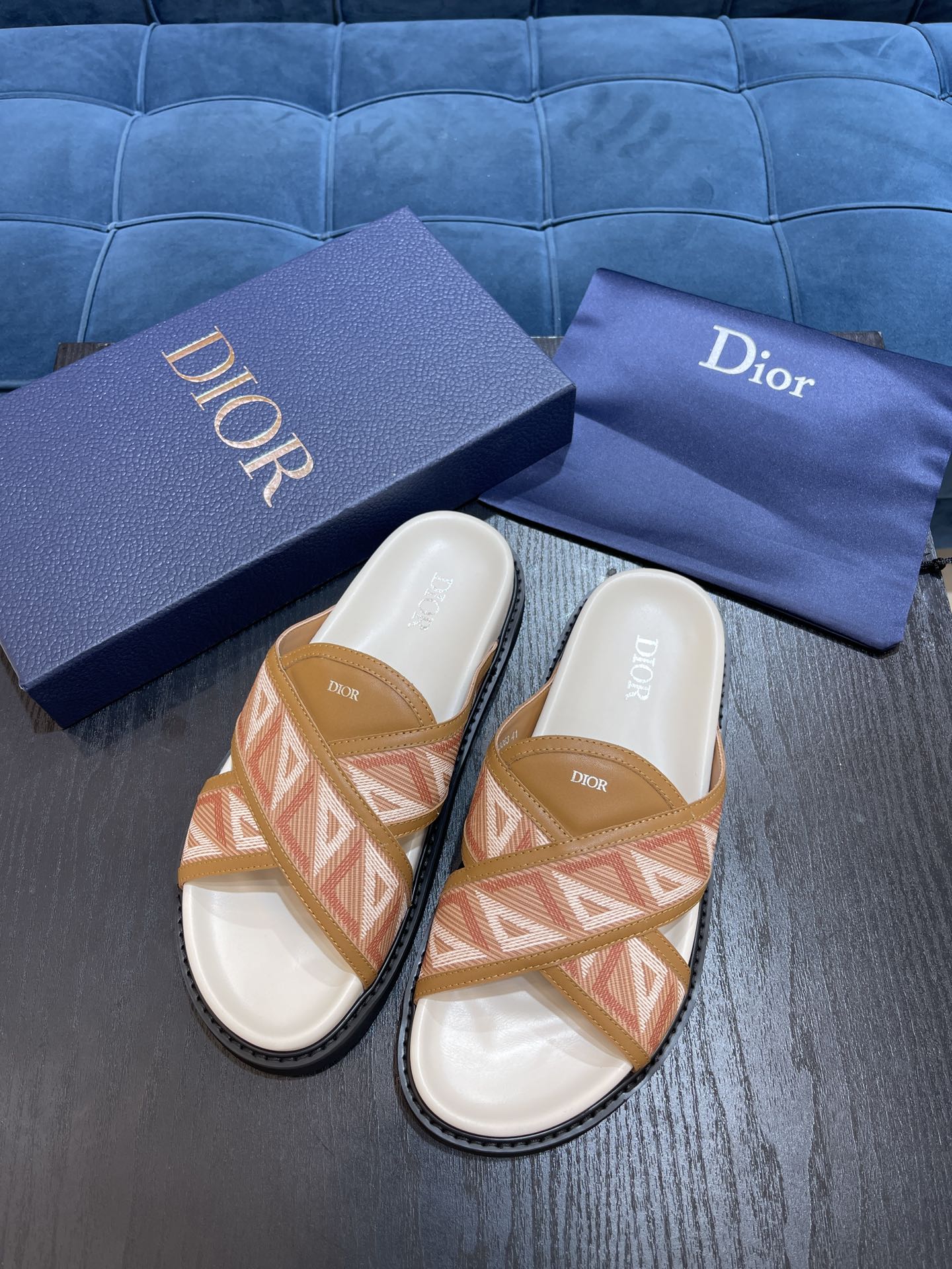 Christian Dior Aqua Sandal White/Brown For Men CD - Soul Replicas