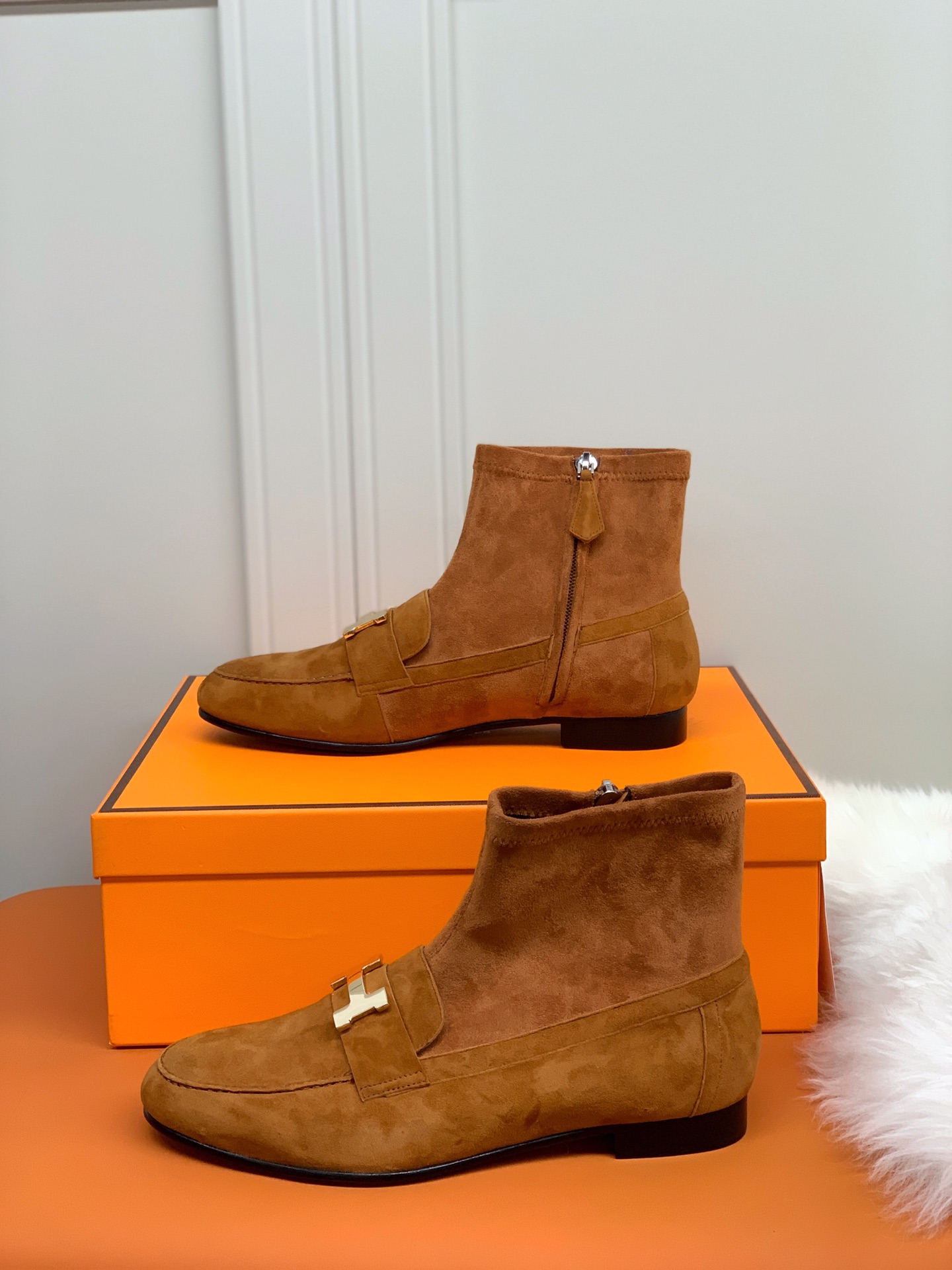 Hermes  Saint-Honore Ankle Boots Brown For Women - Soul Replicas