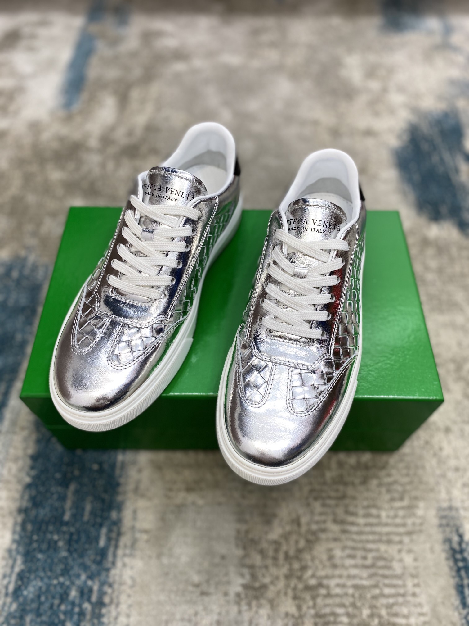 Bottega Veneta Men's Sneakers Silver For Men - Soul Replicas