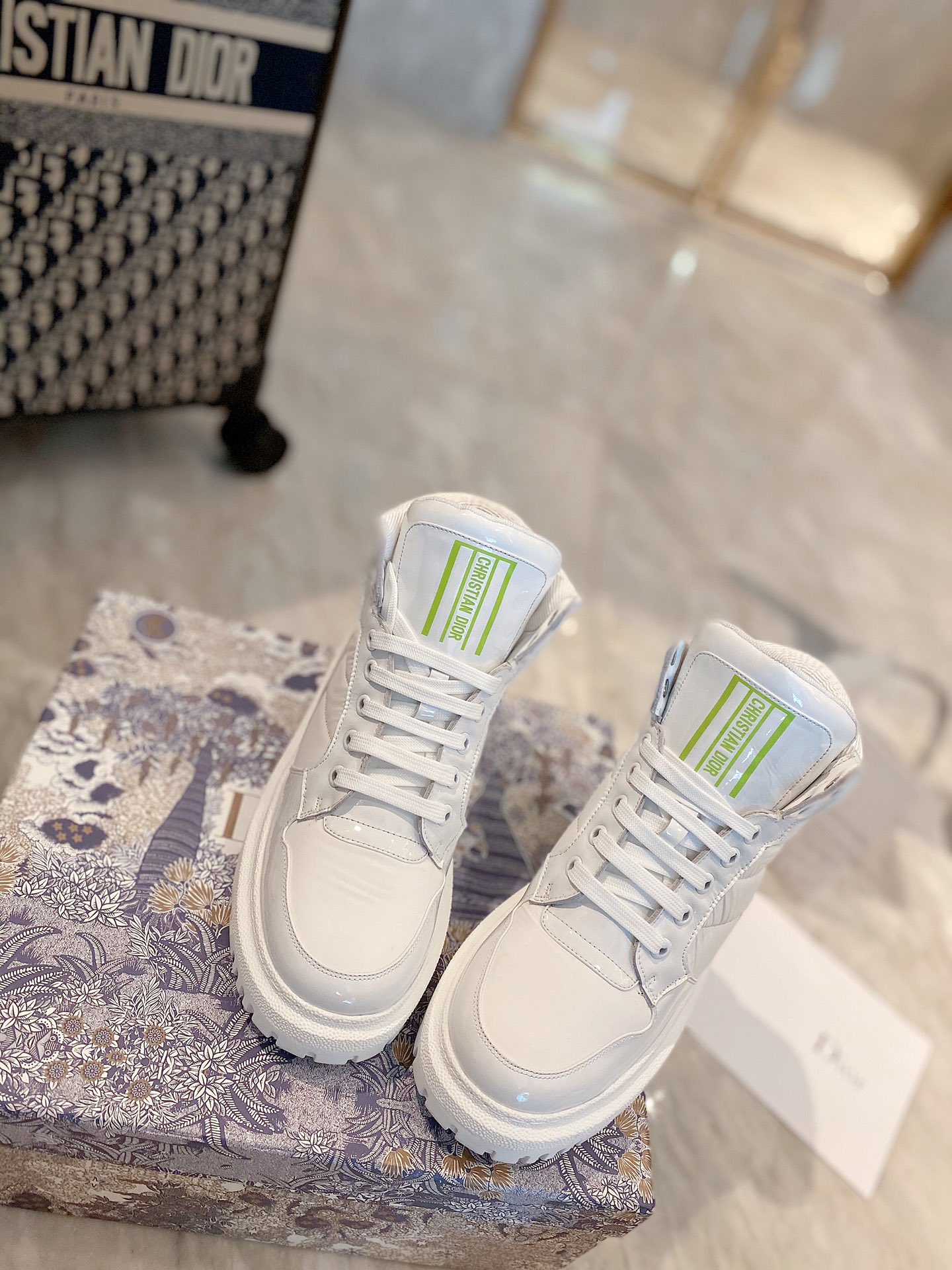 Christian Dior D-Player Patent-Trim White/Green For Women CD - Soul Replicas