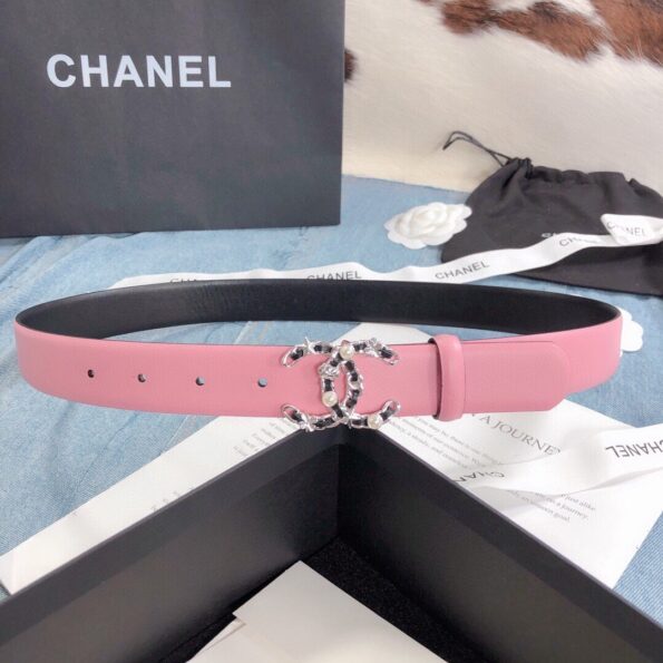 Chanel Belt With Double C Buckle PiNike Silver Toned Hardware Women Belt - Soul Replicas