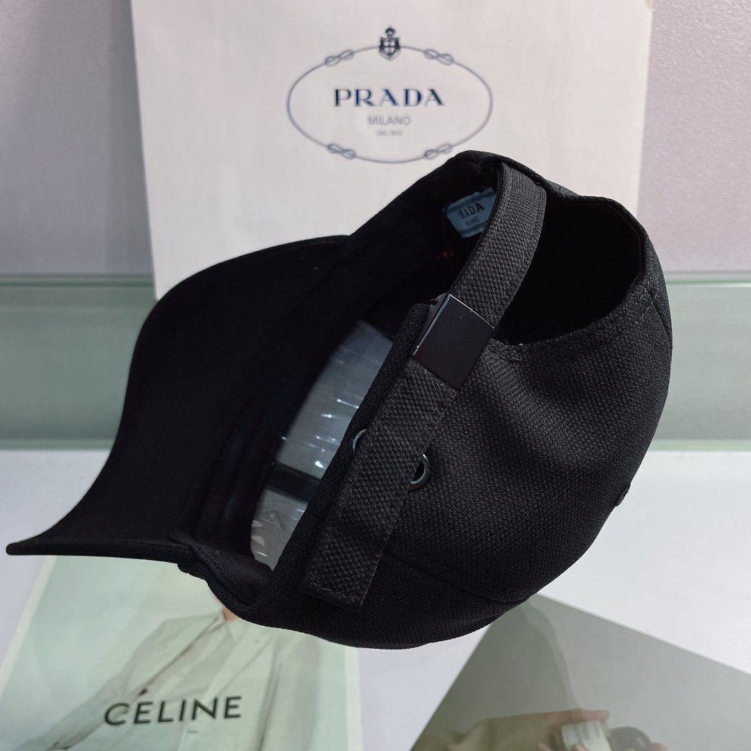 Prada Drill Baseball Cap Black Prada Cap - Soul Replicas