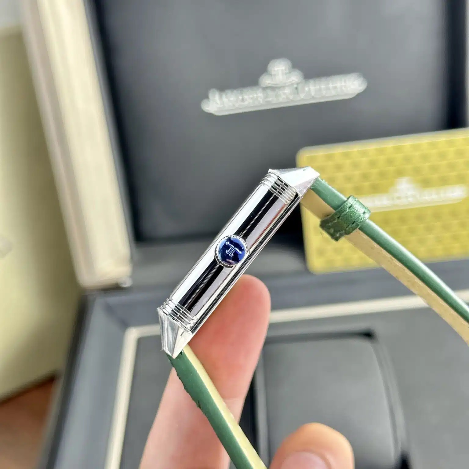 Jaeger Lecoultre Replica Watch Dial Green Leather Strap 30x40mm - Soul Replicas