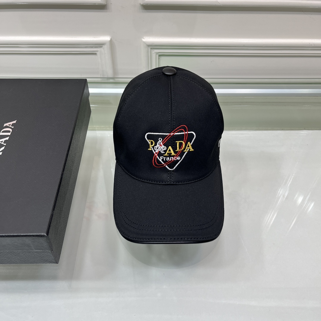 Prada Drill Baseball Cap Black Prada Cap - Soul Replicas
