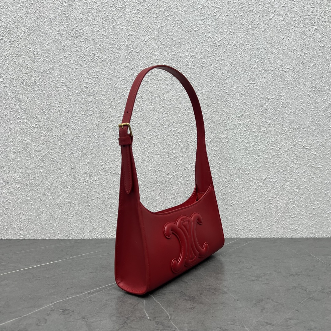 Celine Cuir Triomphe Shoulder Bag Red For Women 9.4in/24cm - Soul Replicas
