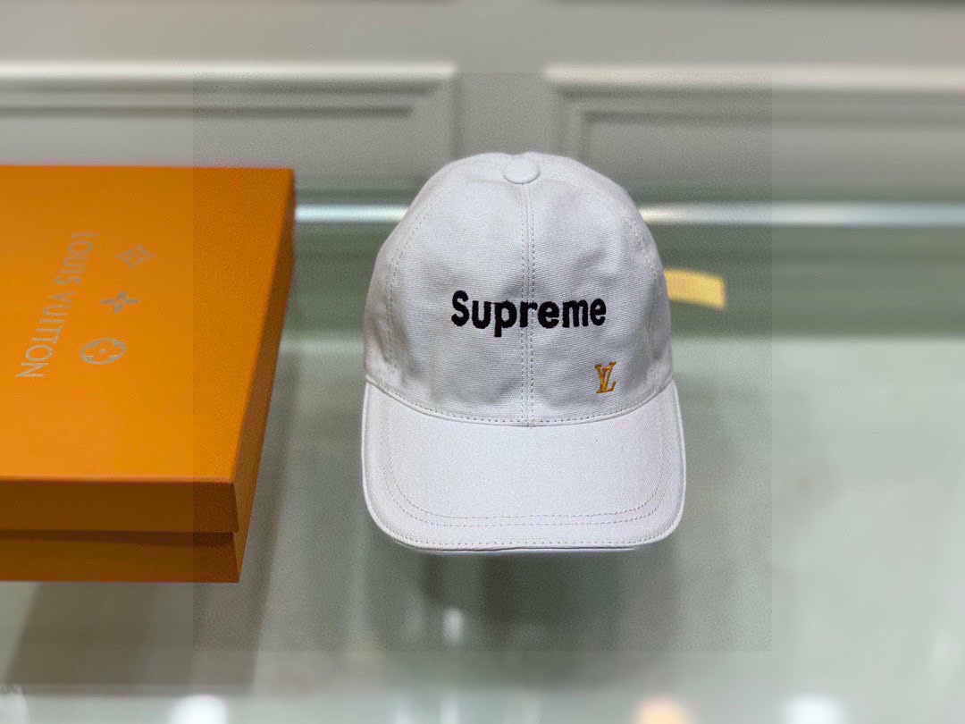 Louis Vuitton Supreme Cap White LV Cap - Soul Replicas