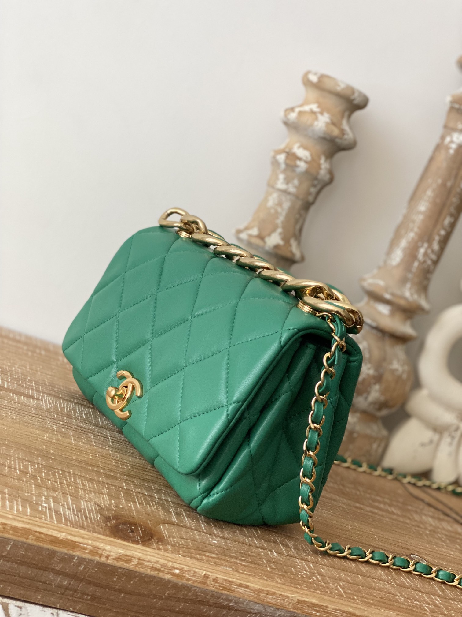 Chanel Classic Diamond Flap Bag Green For Women. Women-s Bags 9.1in/23cm - Soul Replicas