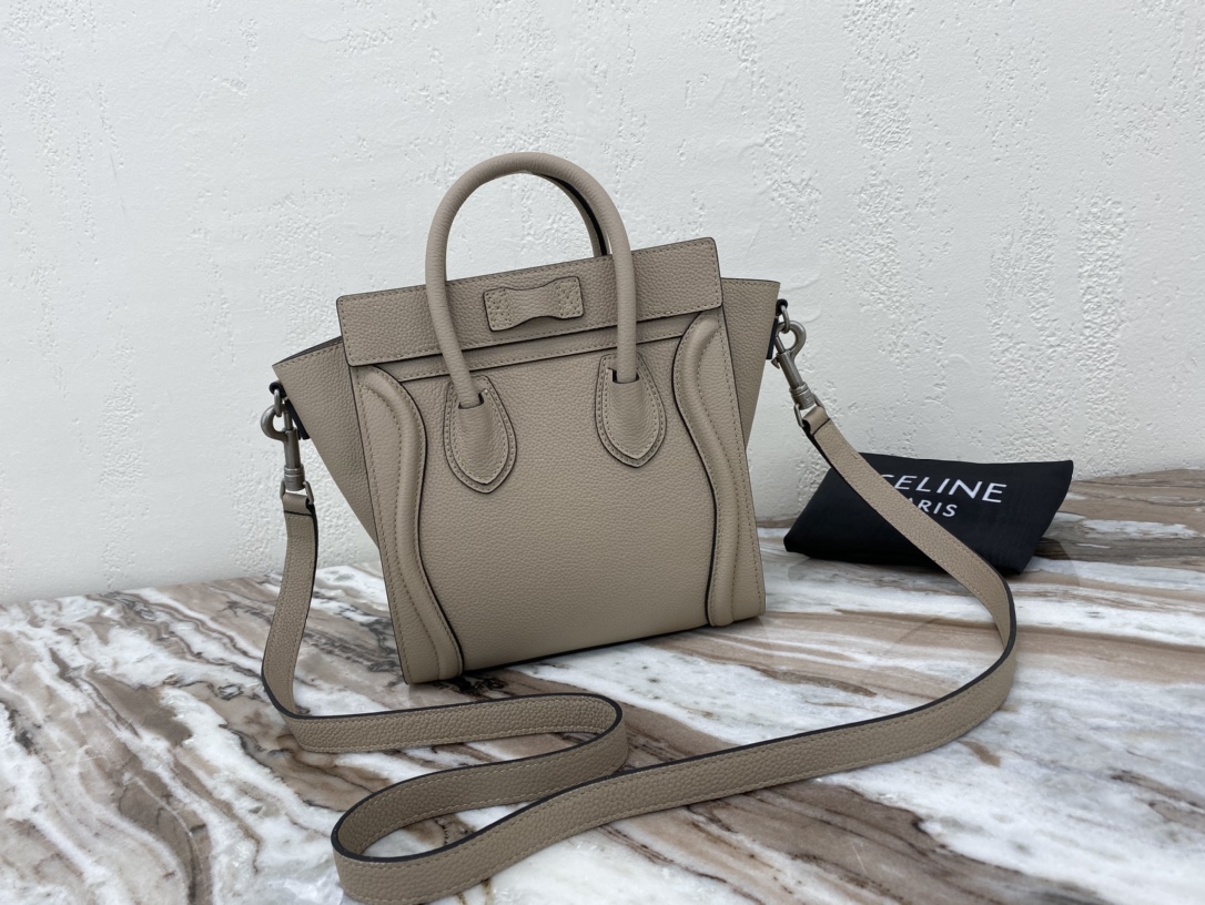 Celine Nano LuGucciage Bag In Drummed Brown For Women 8in/20cm  - Soul Replicas
