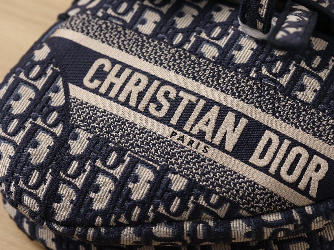 Christian Dior Logo Saddle Bag Oblique Embroidered Canvas Blue/Beige For Women 25cm/10in CD - Soul Replicas
