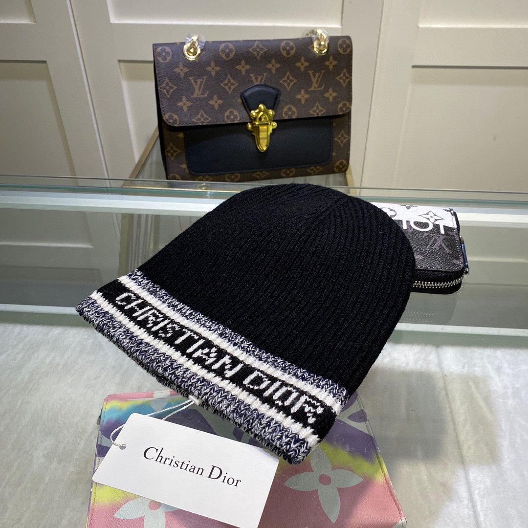 Dior Pompom Beanie In Black - Soul Replicas