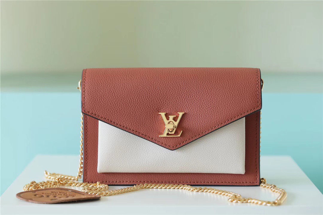 Louis Vuitton Mylockme Chain Pochette Brown / Quartz White For Women. Women-s Handbags. Shoulder and Crossbody Bags 7.5in/19cm LV  - Soul Replicas