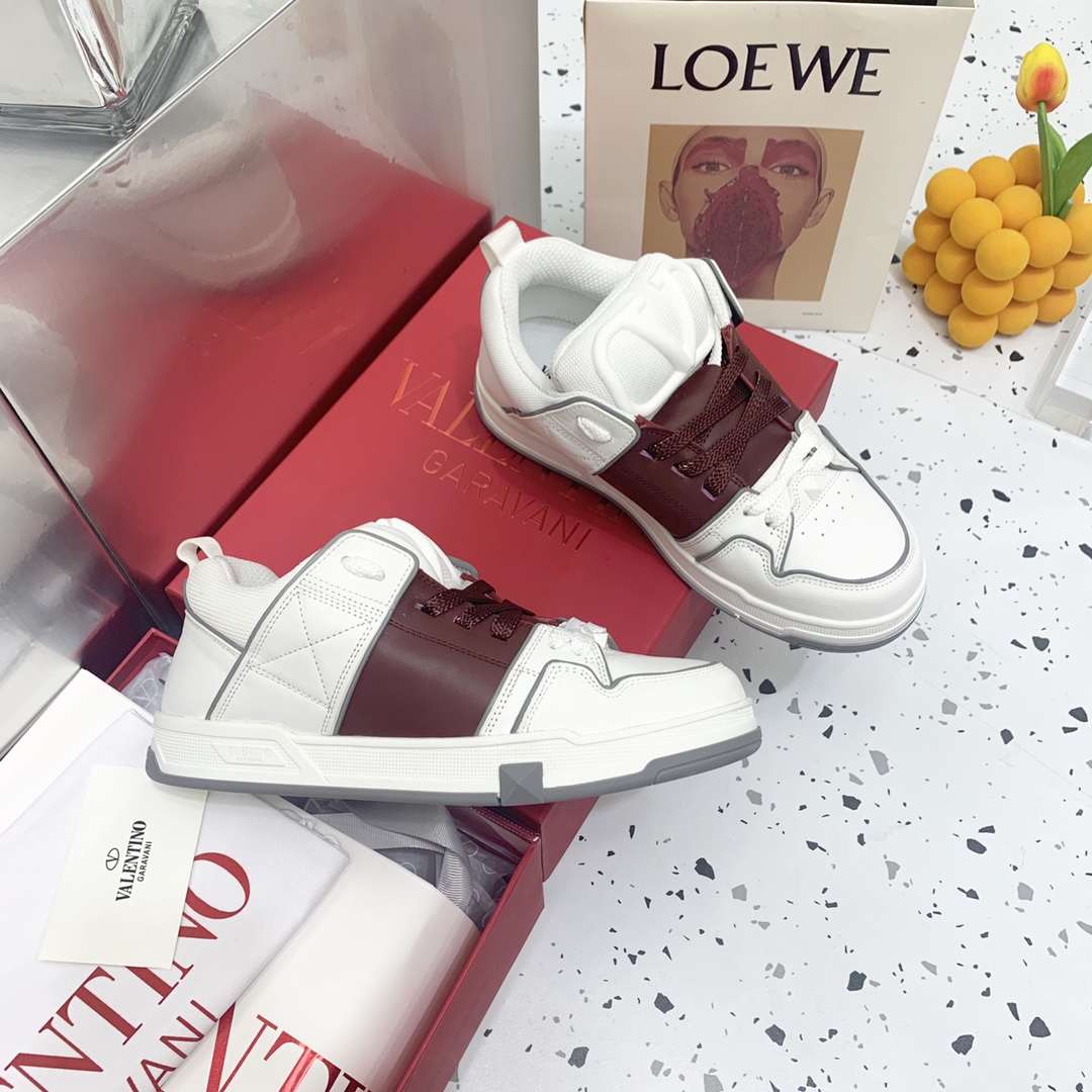 Valentino Garavani Open Skate Sneakers With Patent Band Brown For Women WS0FB1DXI - Soul Replicas