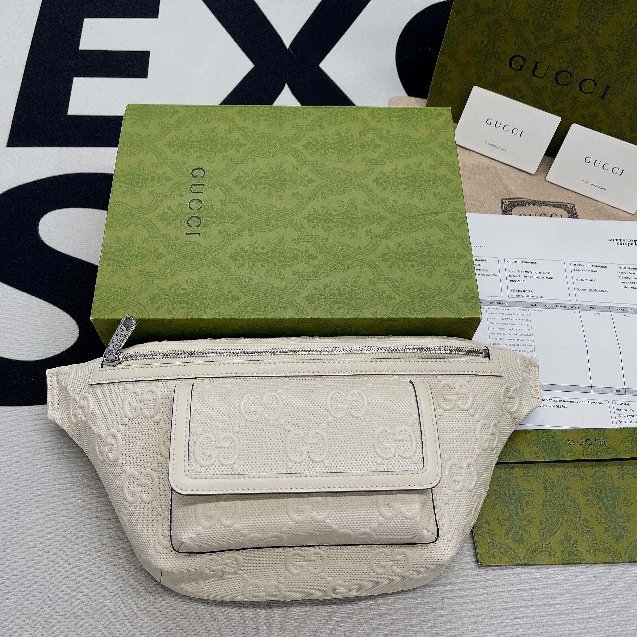 Gucci Embossed Belt Bag White Gucci Embossed For Men  11in/28cm Gucci - Soul Replicas