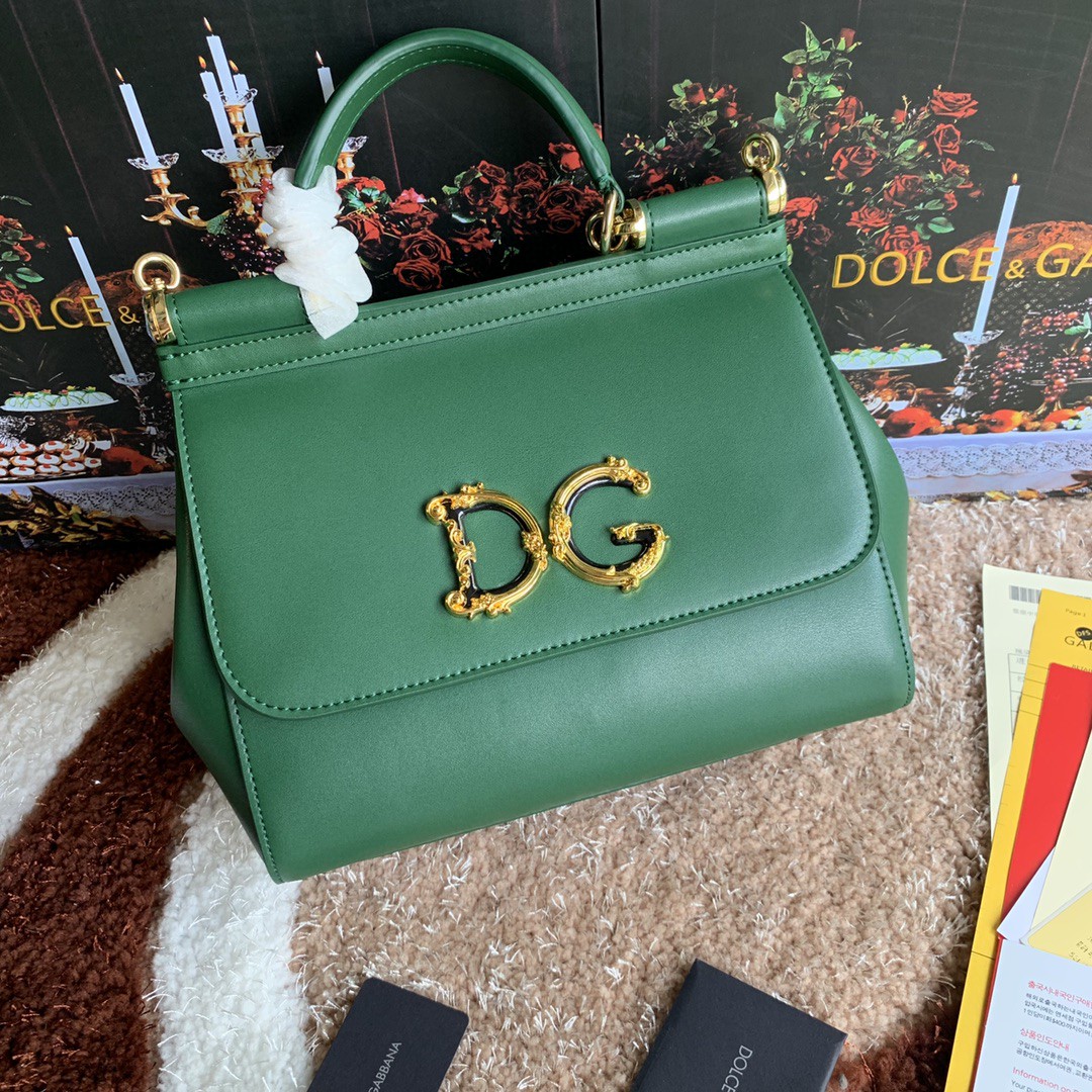 Dolce & Gabbana Medium DG Handbag In Dauphine Green For Women 10.2in/26cm DG - Soul Replicas