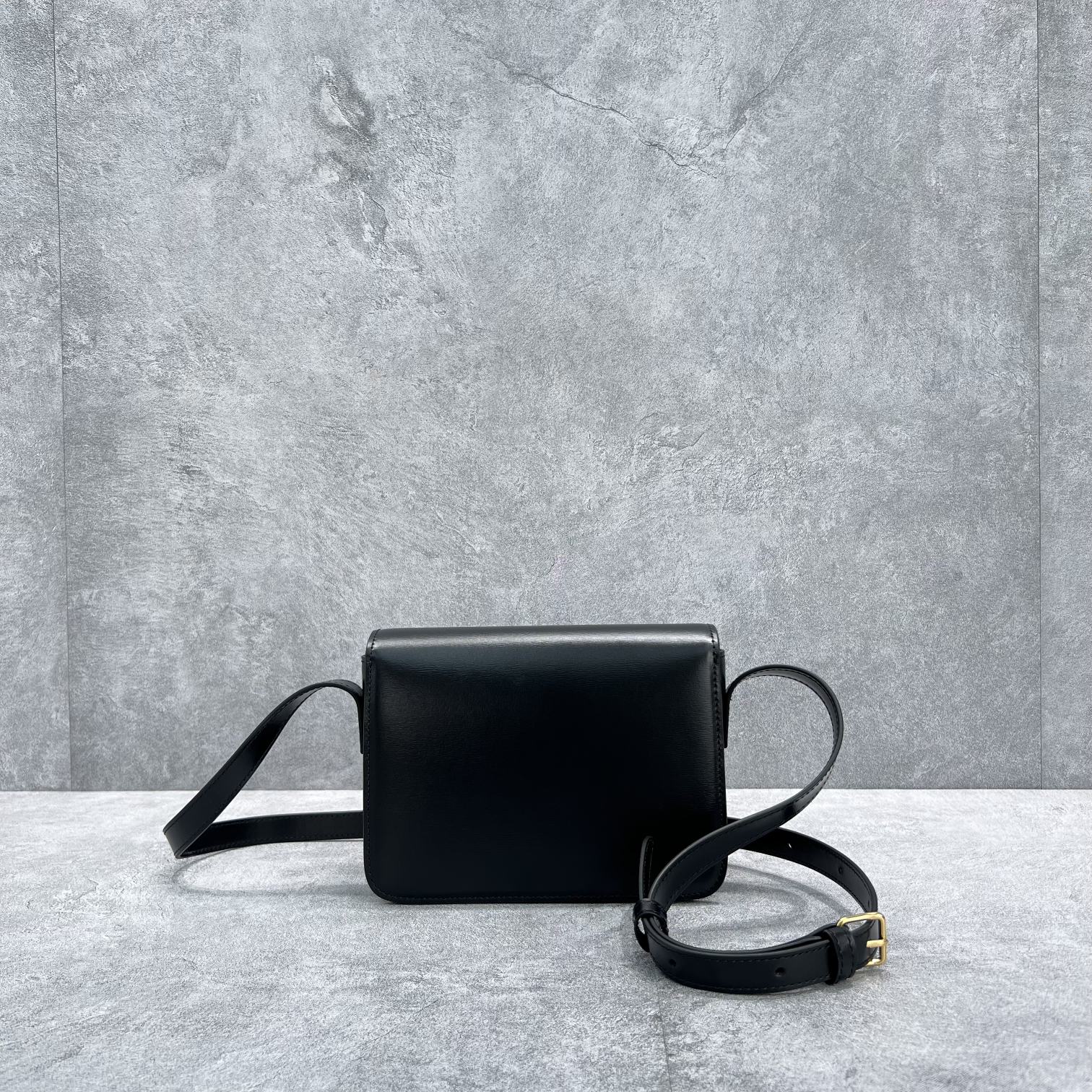 Celine Classique Cuir Triomphe Bag Black For Women 9in/22cm  - Soul Replicas