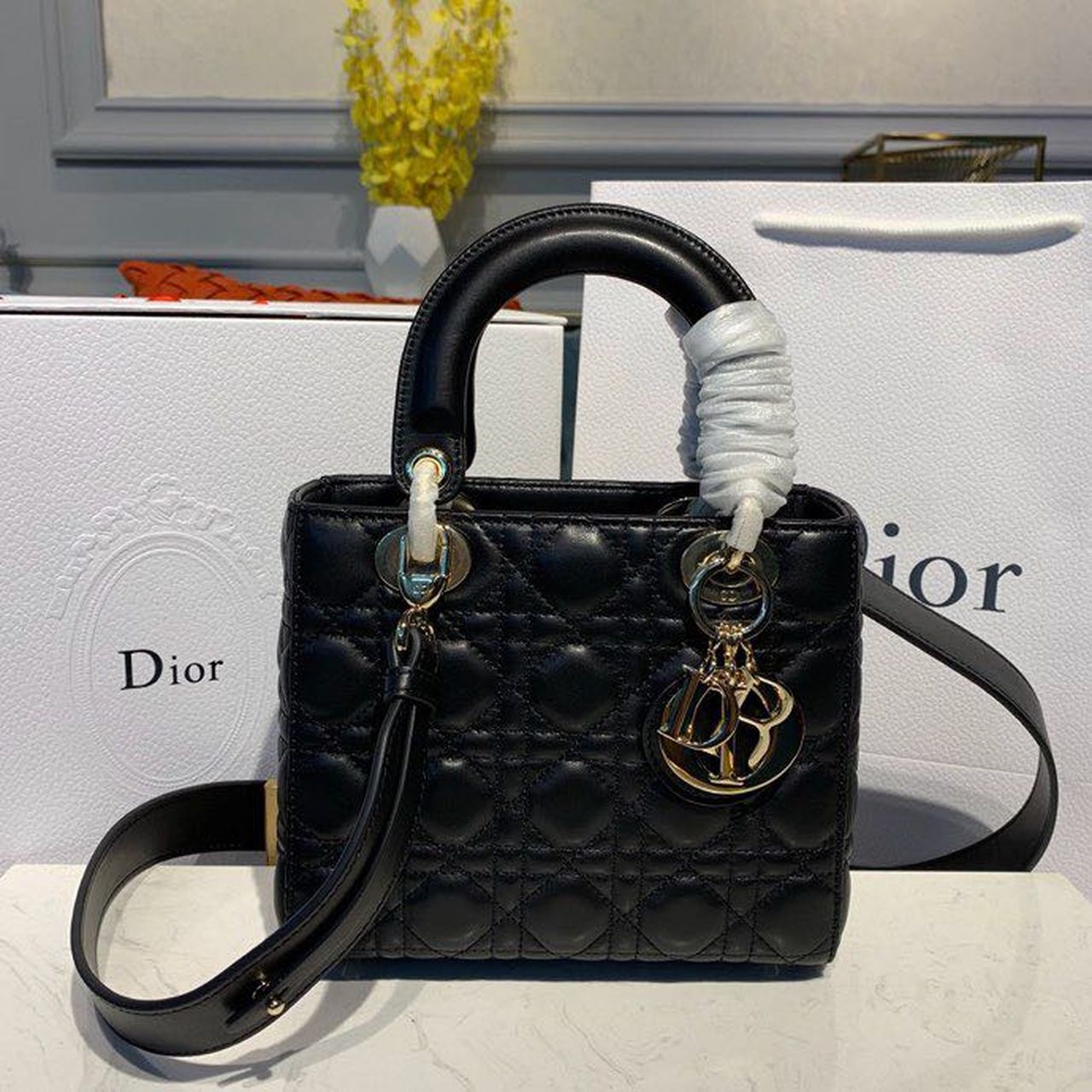 Christian Dior Smal Lady Dior My ABCDior Bag Black For Women 8in/20cm CD M0538OCEA_M900 - Soul Replicas