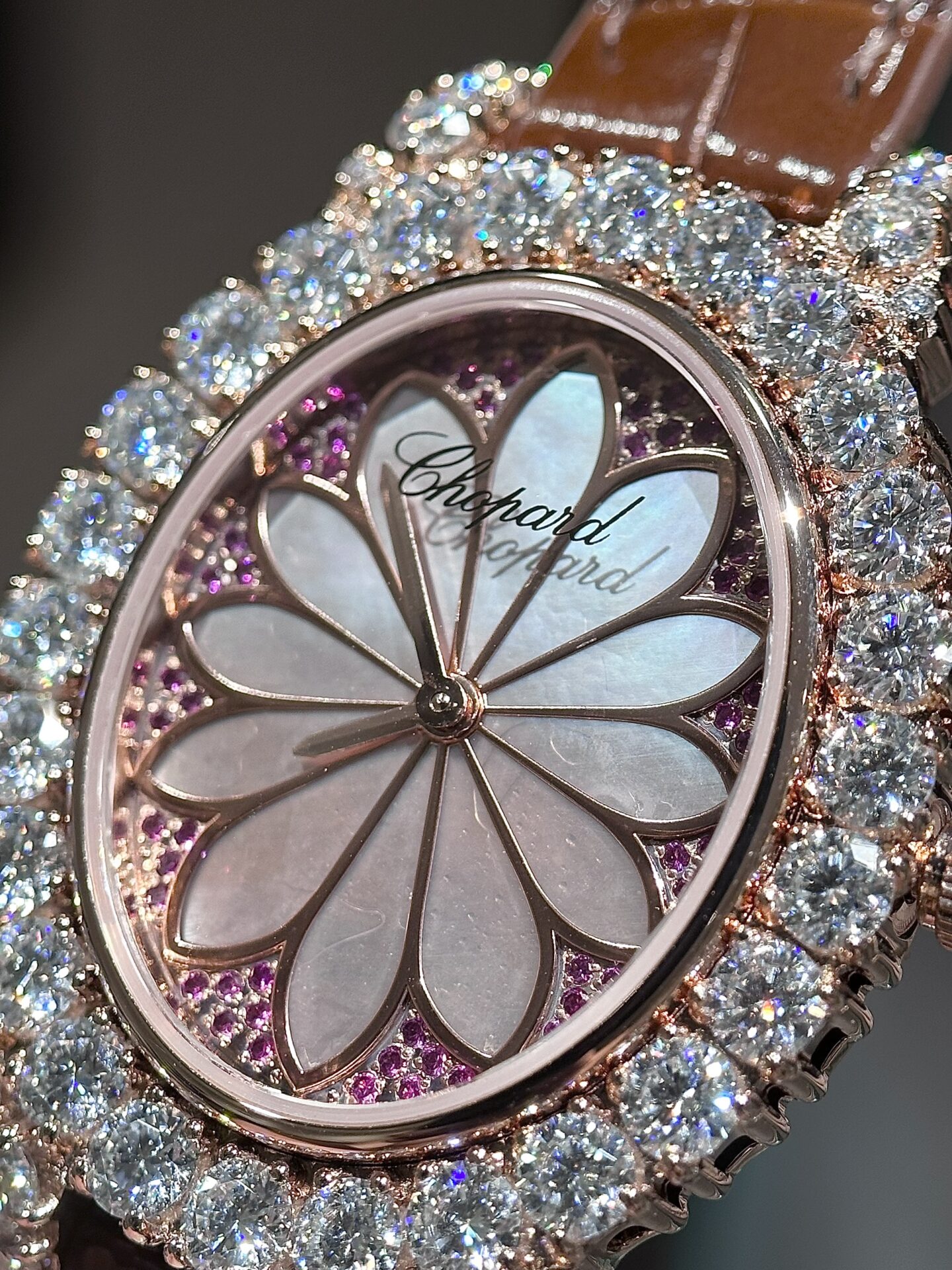 Chopard Rose Gold Wrapped Replica Watch With Moissanite Diamonds 34mm - Soul Replicas