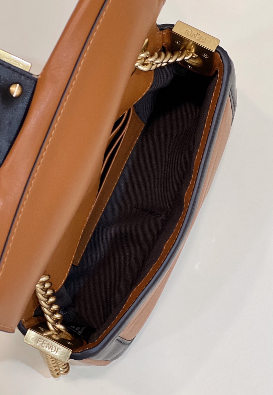 Fendi Baguette Chain Brown and Black Bag For Woman 19cm/7.5in - Soul Replicas