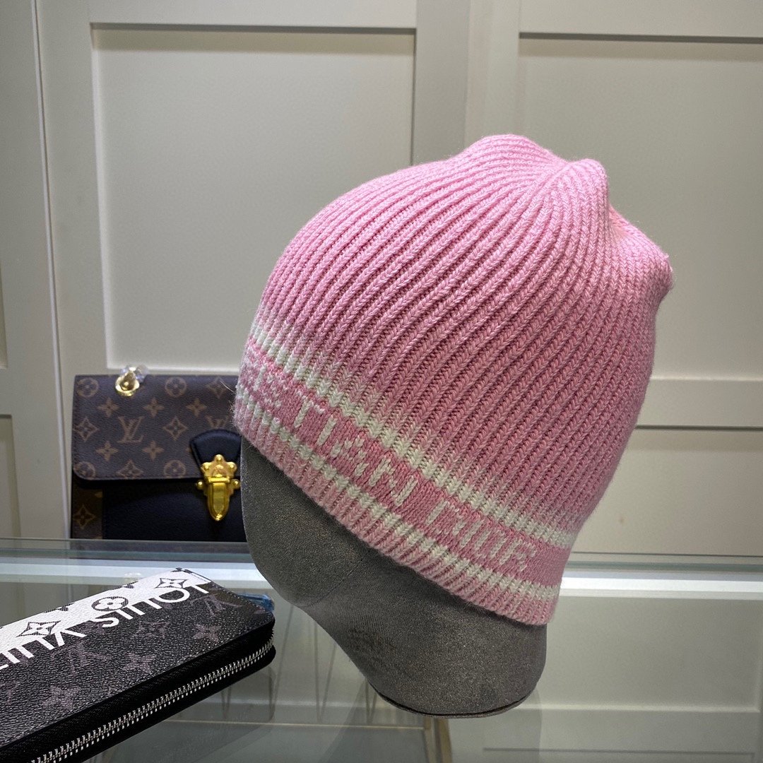 Dior Pompom Beanie In Pink - Soul Replicas