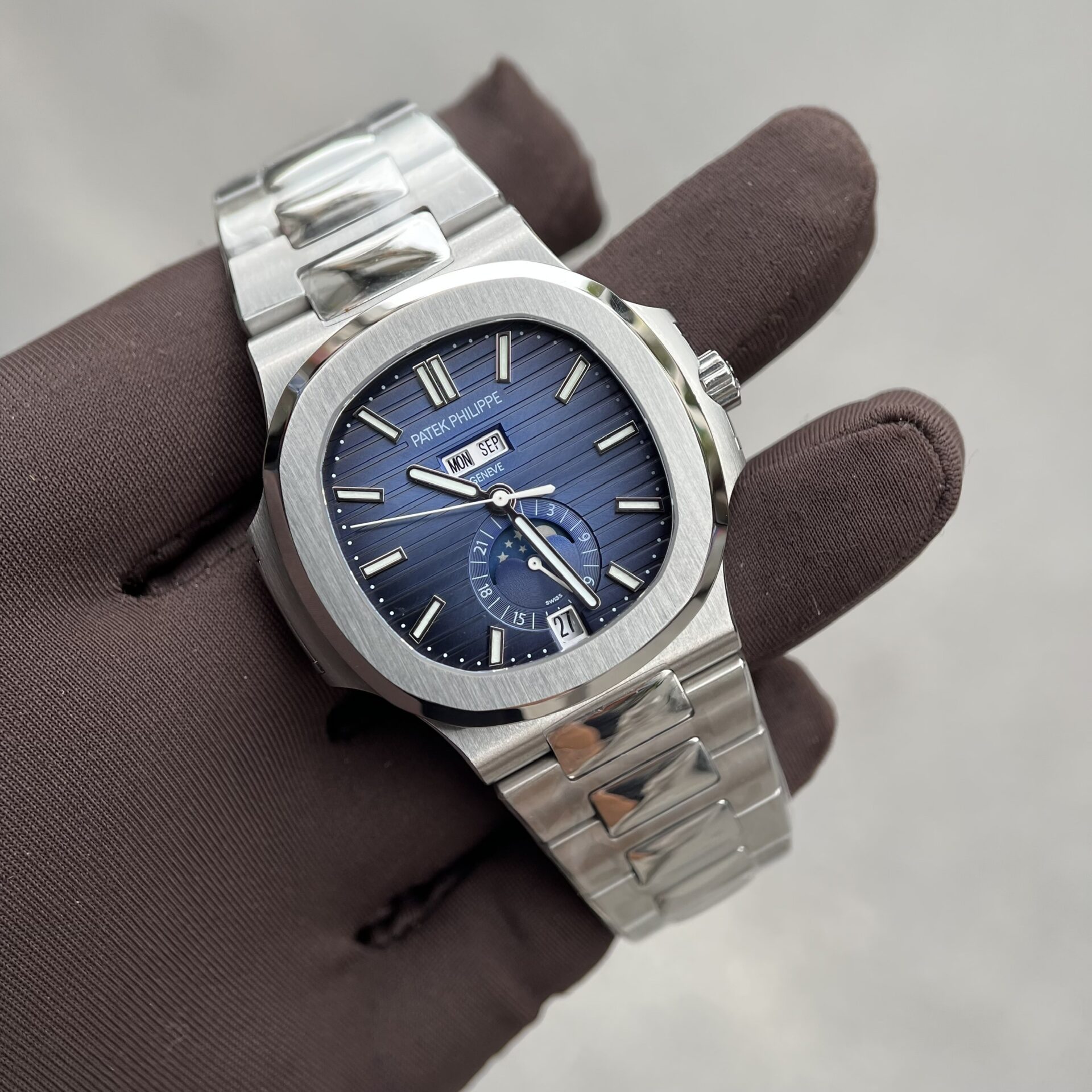 Patek Philippe 5726G Replica Watch Steel Strap Blue Dial 40.5mm - Soul Replicas