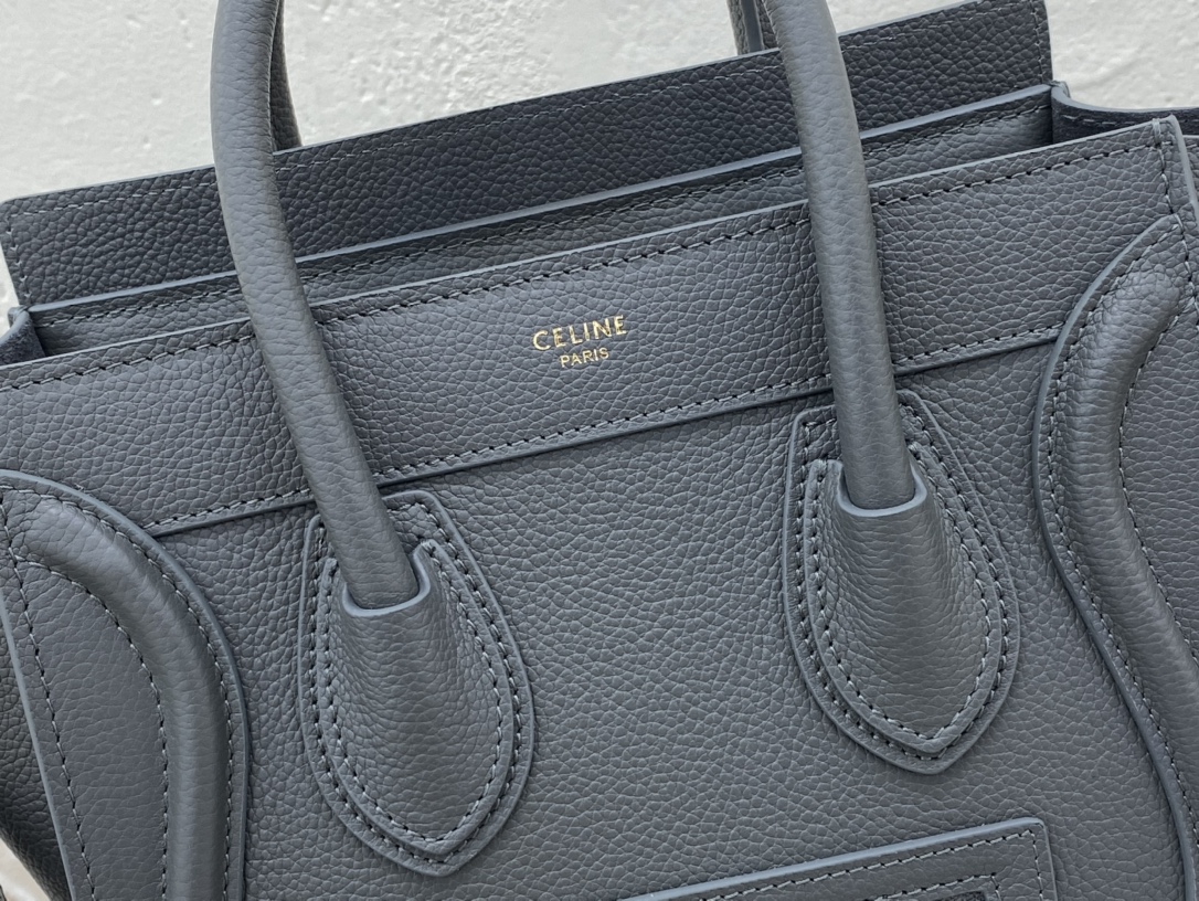 Celine Nano LuGucciage Bag In Drummed Grey For Women 8in/20cm 189243AQL.10KL - Soul Replicas