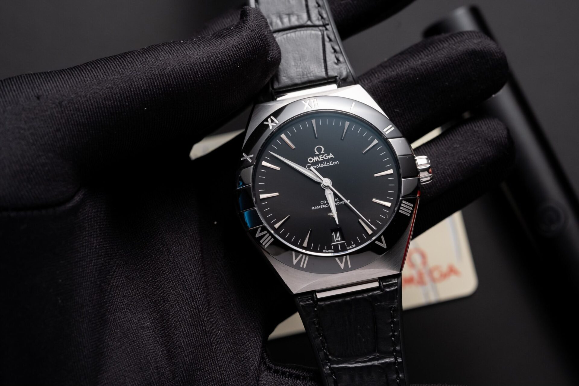 Omega Constellation Replica Watch Black Dial Leather Strap 42mm - Soul Replicas