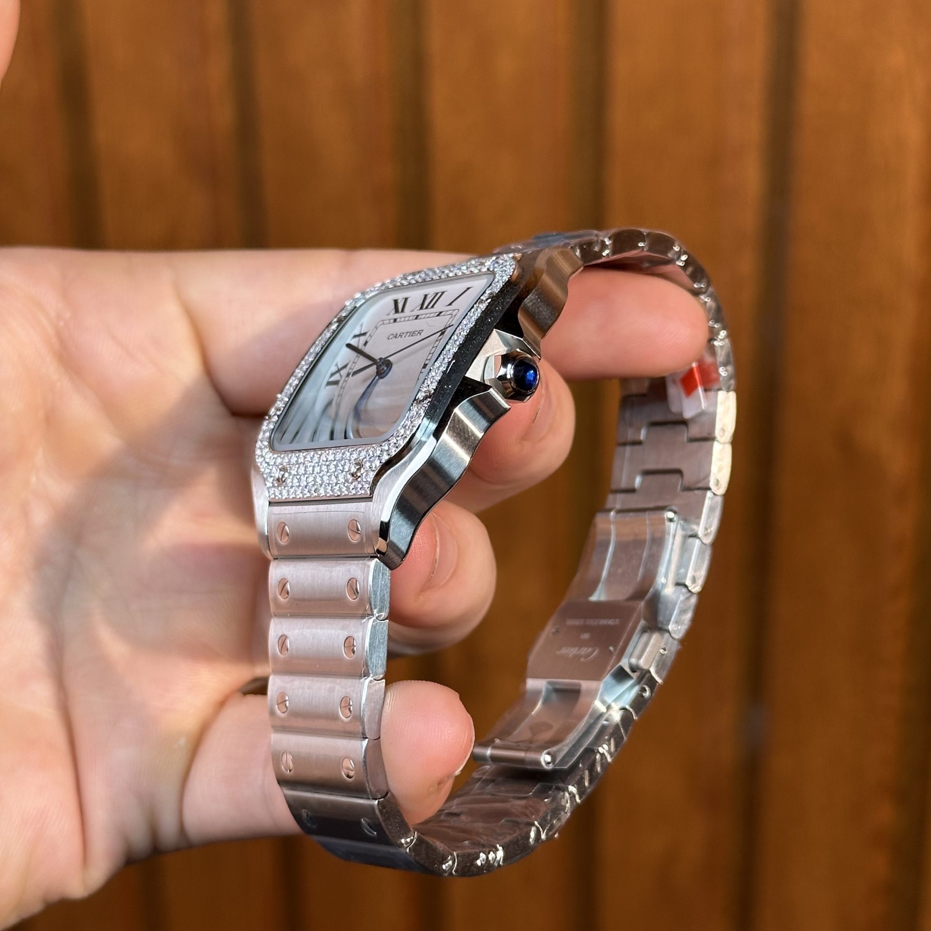 Cartier Replica Watch Santos Custom Moissanite Diamonds Hong Kong 39.8mm - Soul Replicas