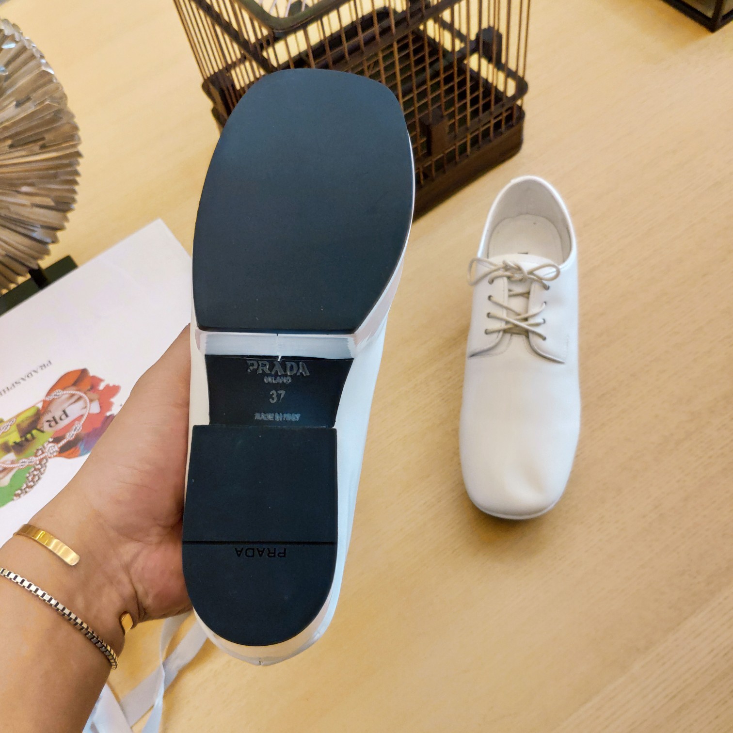 Prada Platform Lace-Ups Shoes White For Women 2.75in/70mm Prada - Soul Replicas