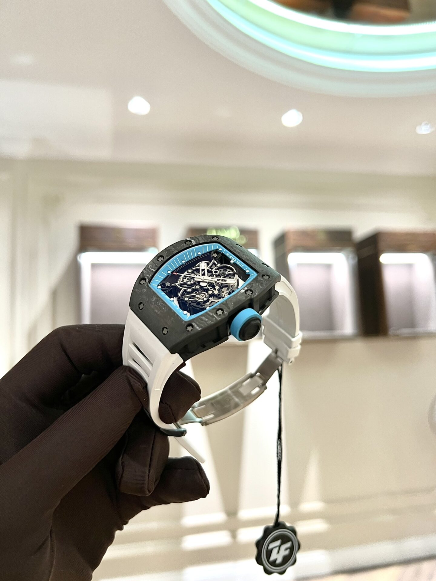 Richard Mille Replica Watch RM055 Carbon White Rubber Strap 45mm - Soul Replicas