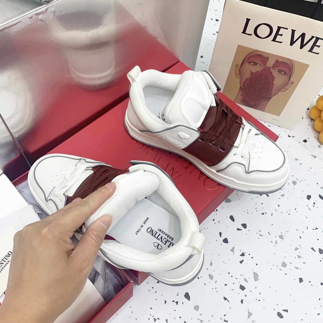 Valentino Garavani Open Skate Sneakers With Patent Band Brown For Women WS0FB1DXI - Soul Replicas