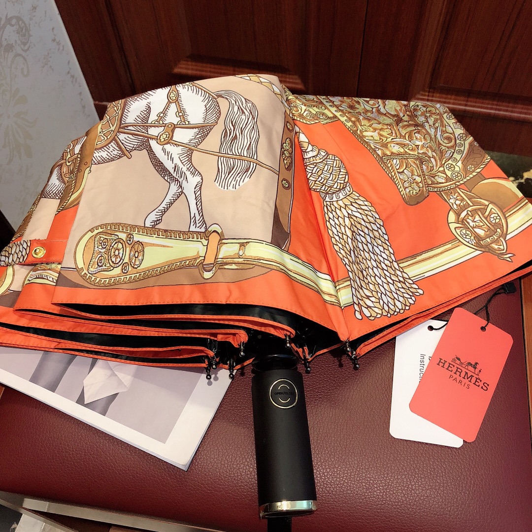 Hermes Pluie De H Folding Umbrella Orange - Soul Replicas