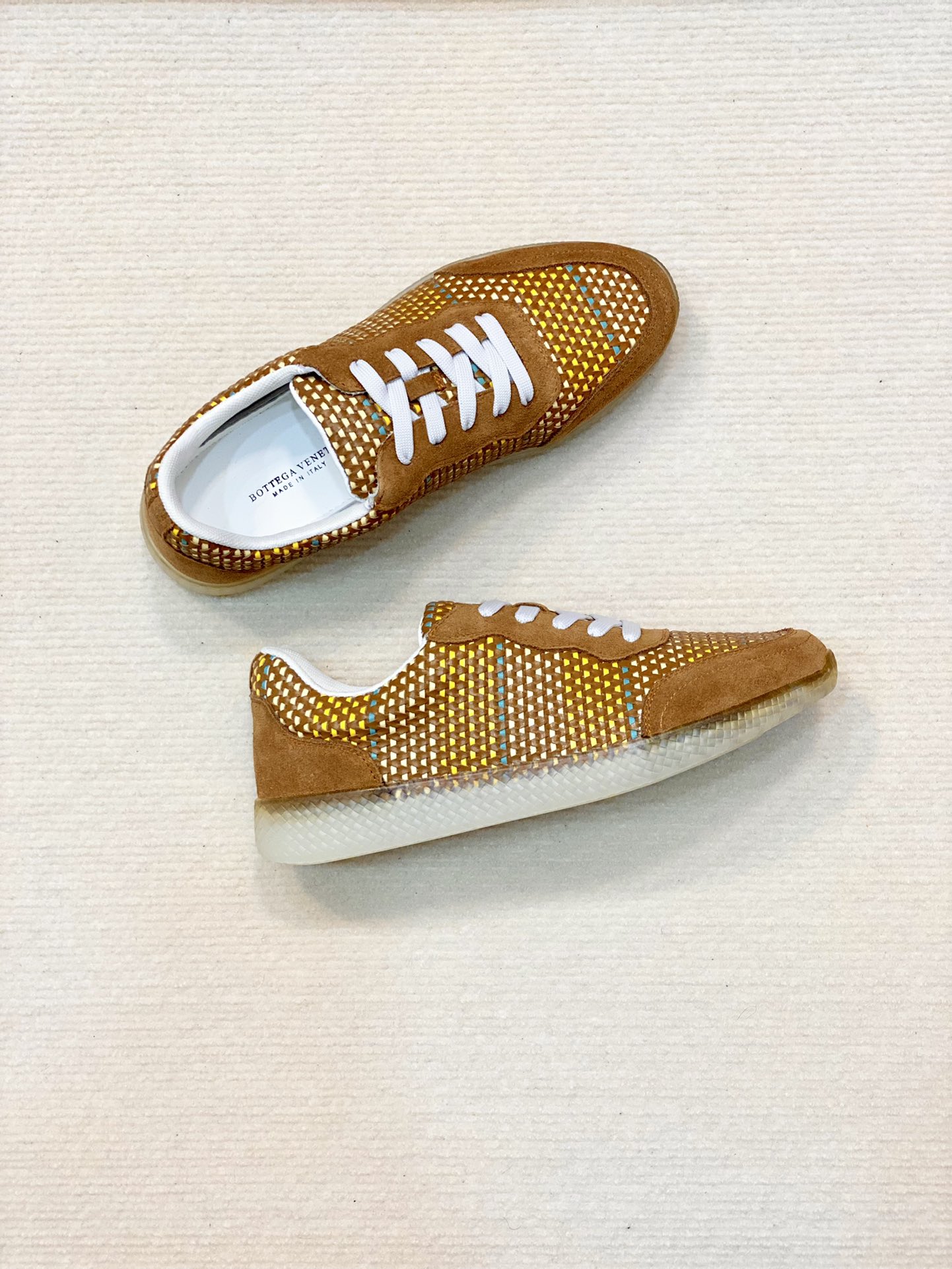 Bottega Veneta Men's Knit Sneakers Yellow For Men - Soul Replicas