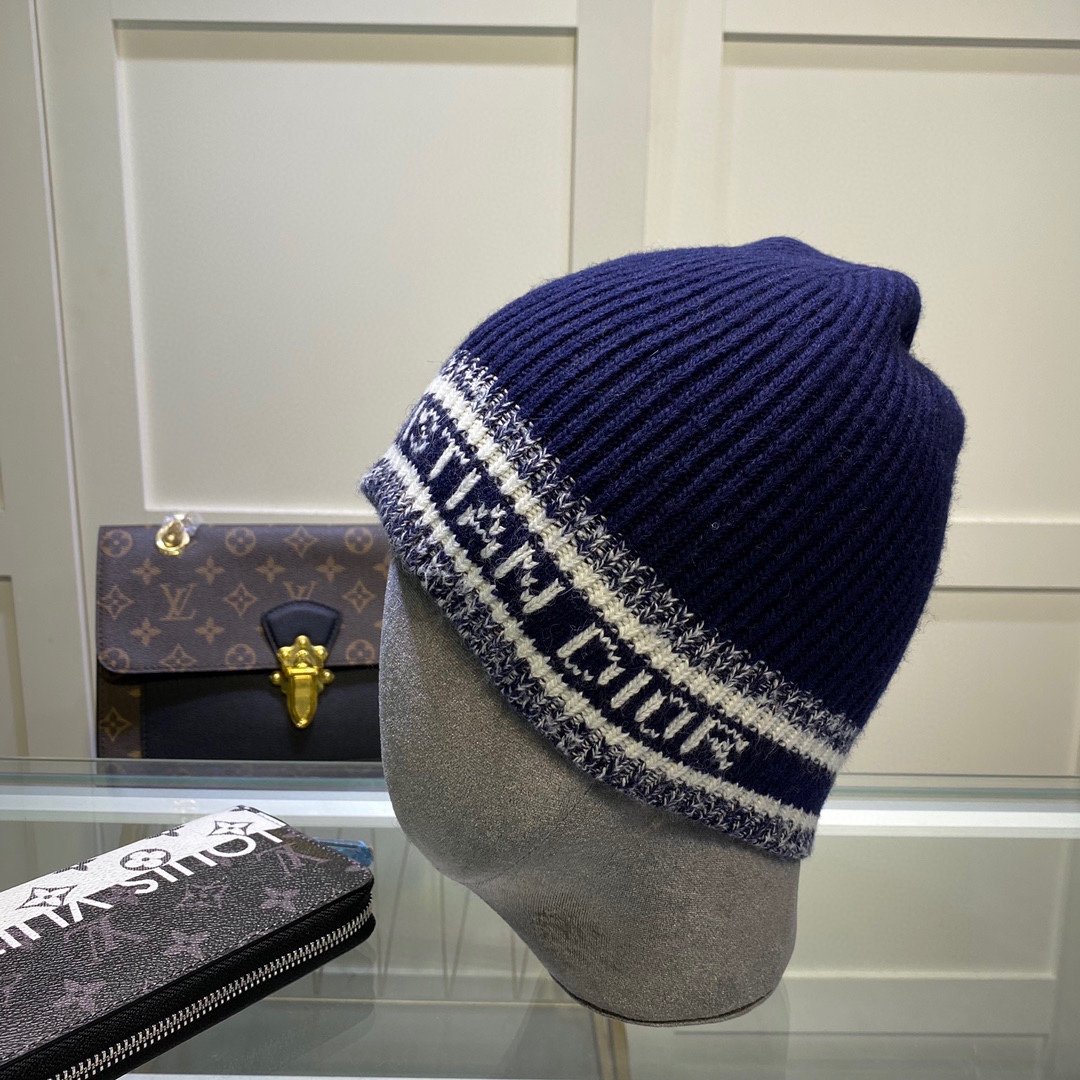 Dior Pompom Beanie In Blue - Soul Replicas