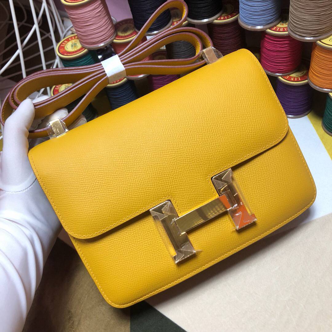 Hermes Constance 23 Epsom Yellow For Women. Women's Handbags. Shoulder Bags 9.4in/23cm - Soul Replicas