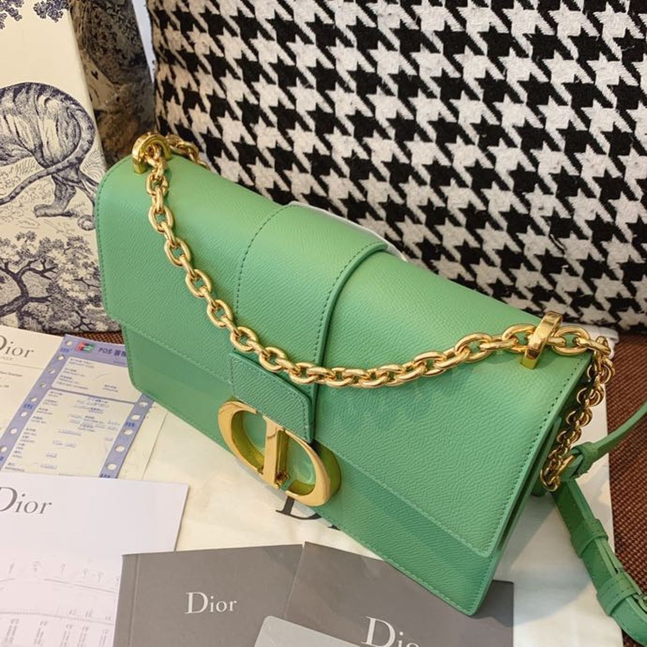Christian Dior 30 Montaigne Chained Bag Deep Mint Green Box For Women 24cm/9in CD - Soul Replicas