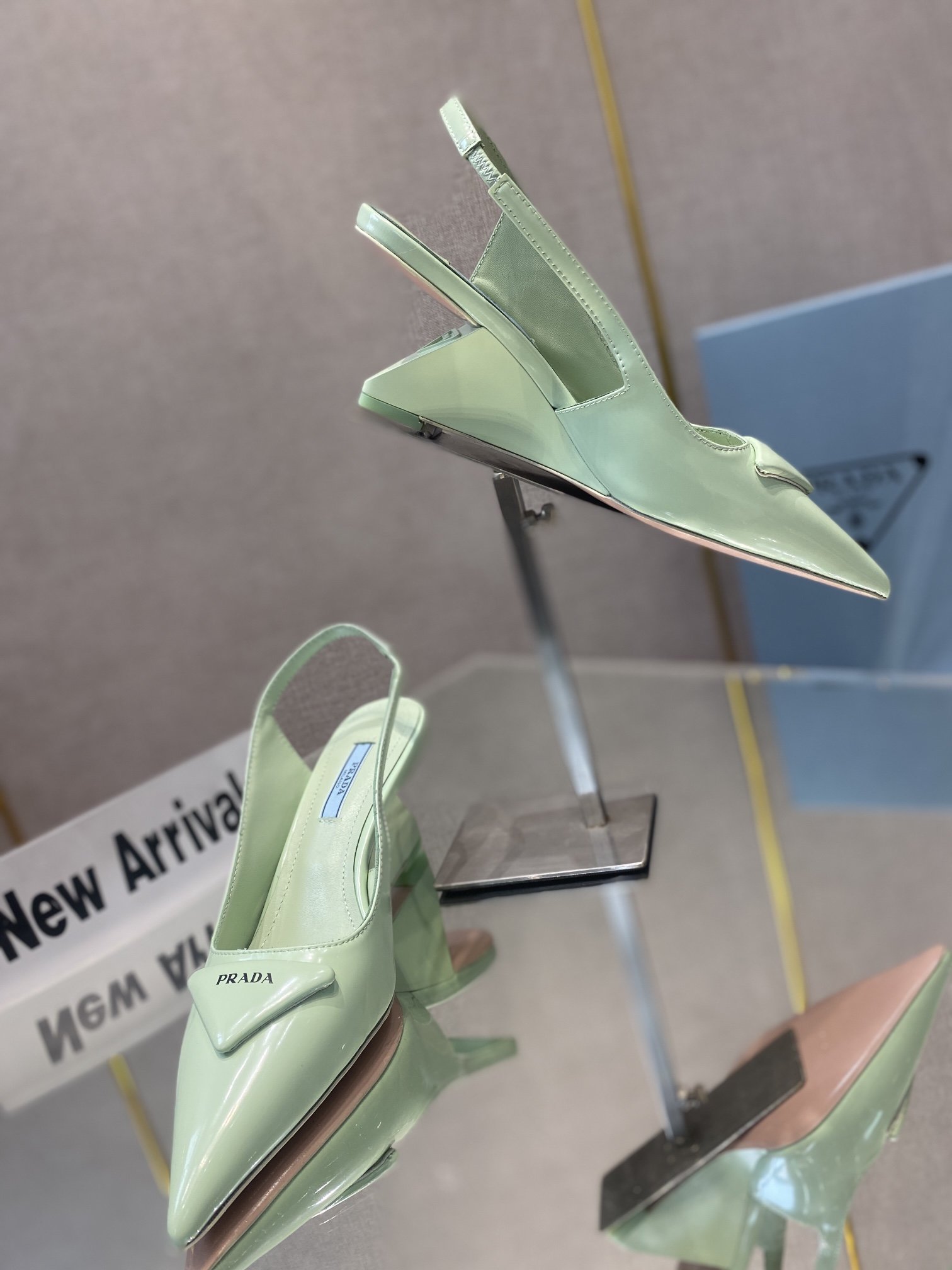 Prada Brushed Slingback Pumps Green For Women 2.6in/65mm Prada - Soul Replicas