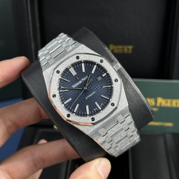Audemars Piguet Royal Oak 15410 Frosted Gold Best Replica Watch Blue Dial APS Factory 41mm - Soul Replicas