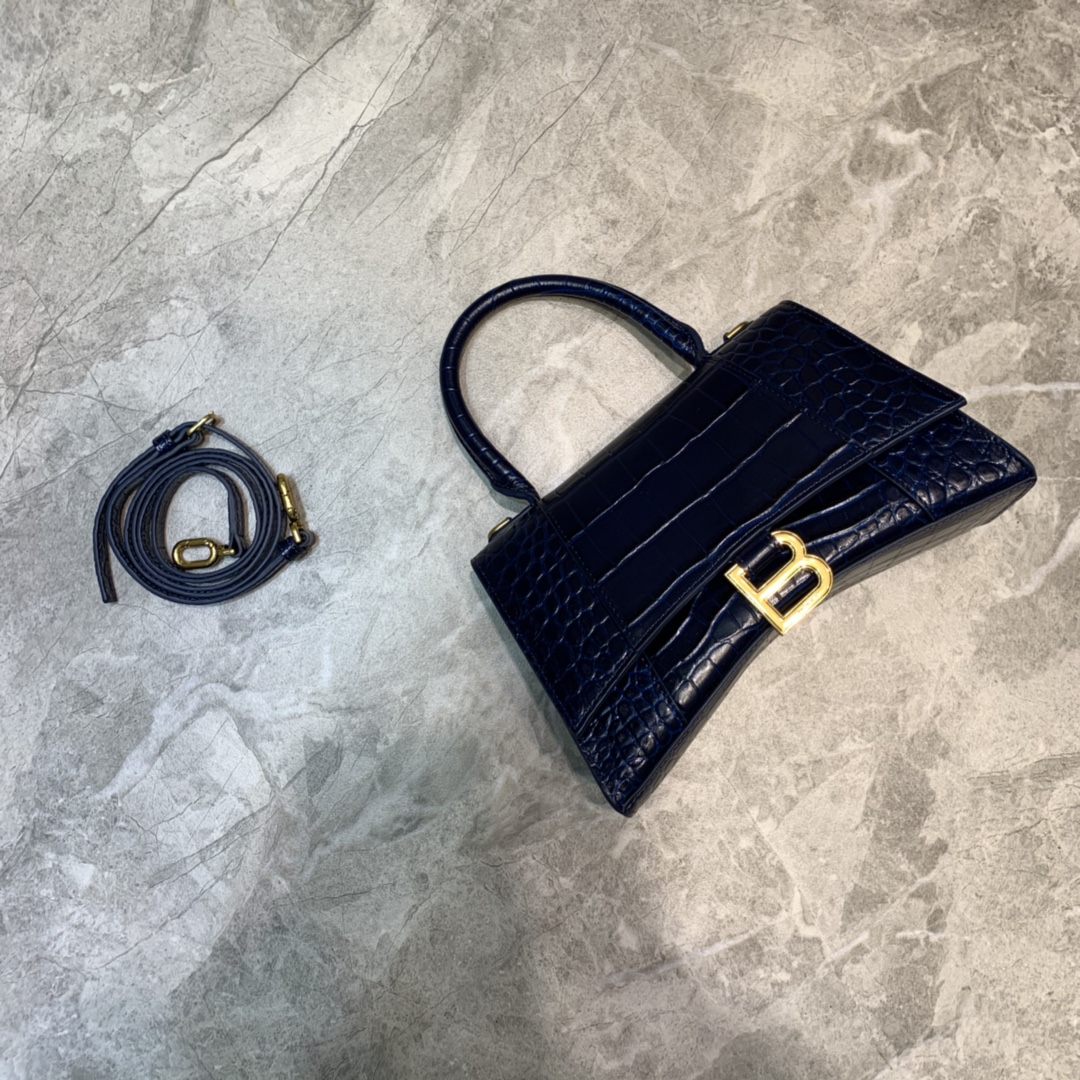 Balenciaga Hourglass Small Handbag In Dark Blue. For Women. Women-s Bags 9in/23cm 5935461LRGM4611 - Soul Replicas
