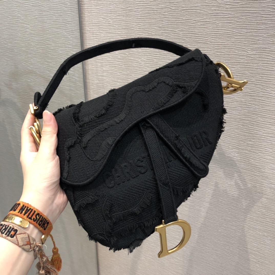Christian Dior Saddle Bag Black For Women 10in/26cm CD - Soul Replicas