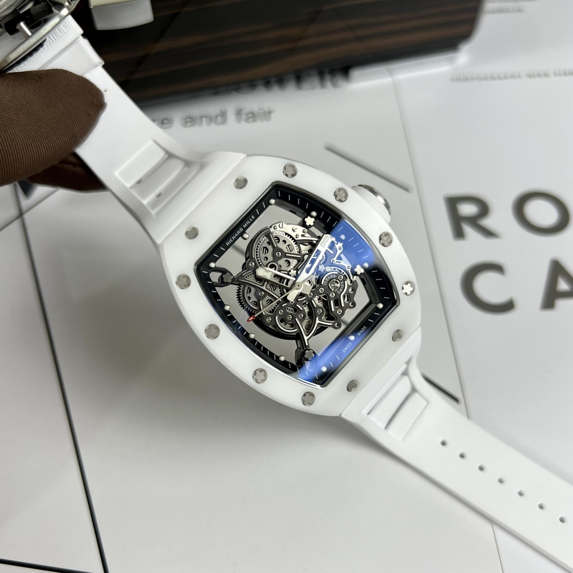 Richard Mille RM055 White High Quality Replica Watch 45mm - Soul Replicas