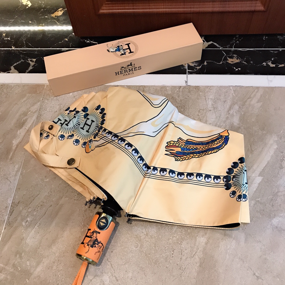 Hermes Pluie De H Folding Umbrella Beige - Soul Replicas