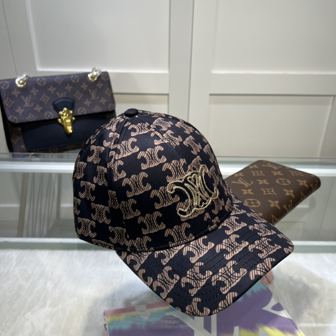 Celine Triomphe Baseball Cap Black/Brown Celine Cap - Soul Replicas