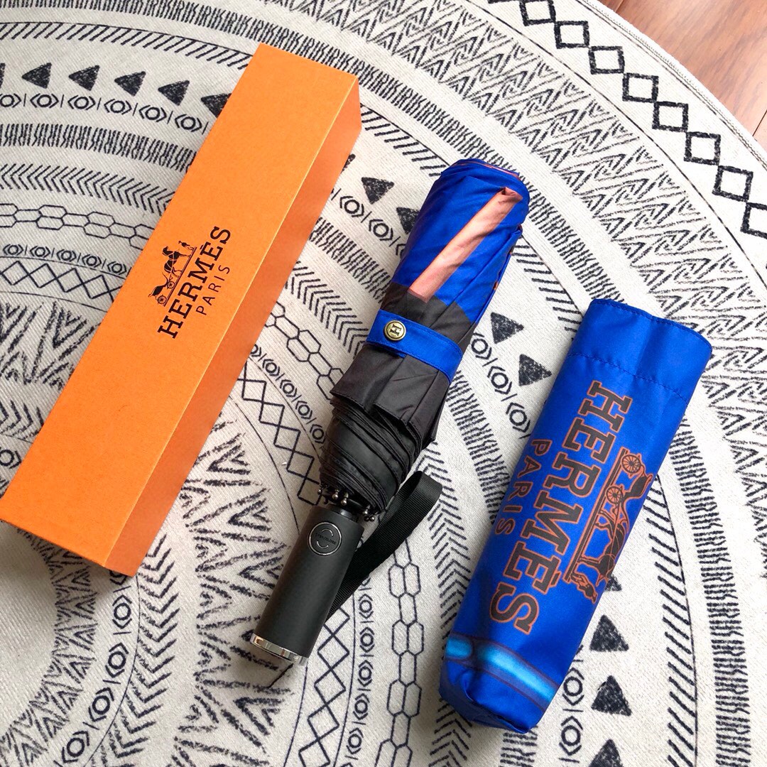 Hermes Pluie De H Folding Umbrella Blue - Soul Replicas