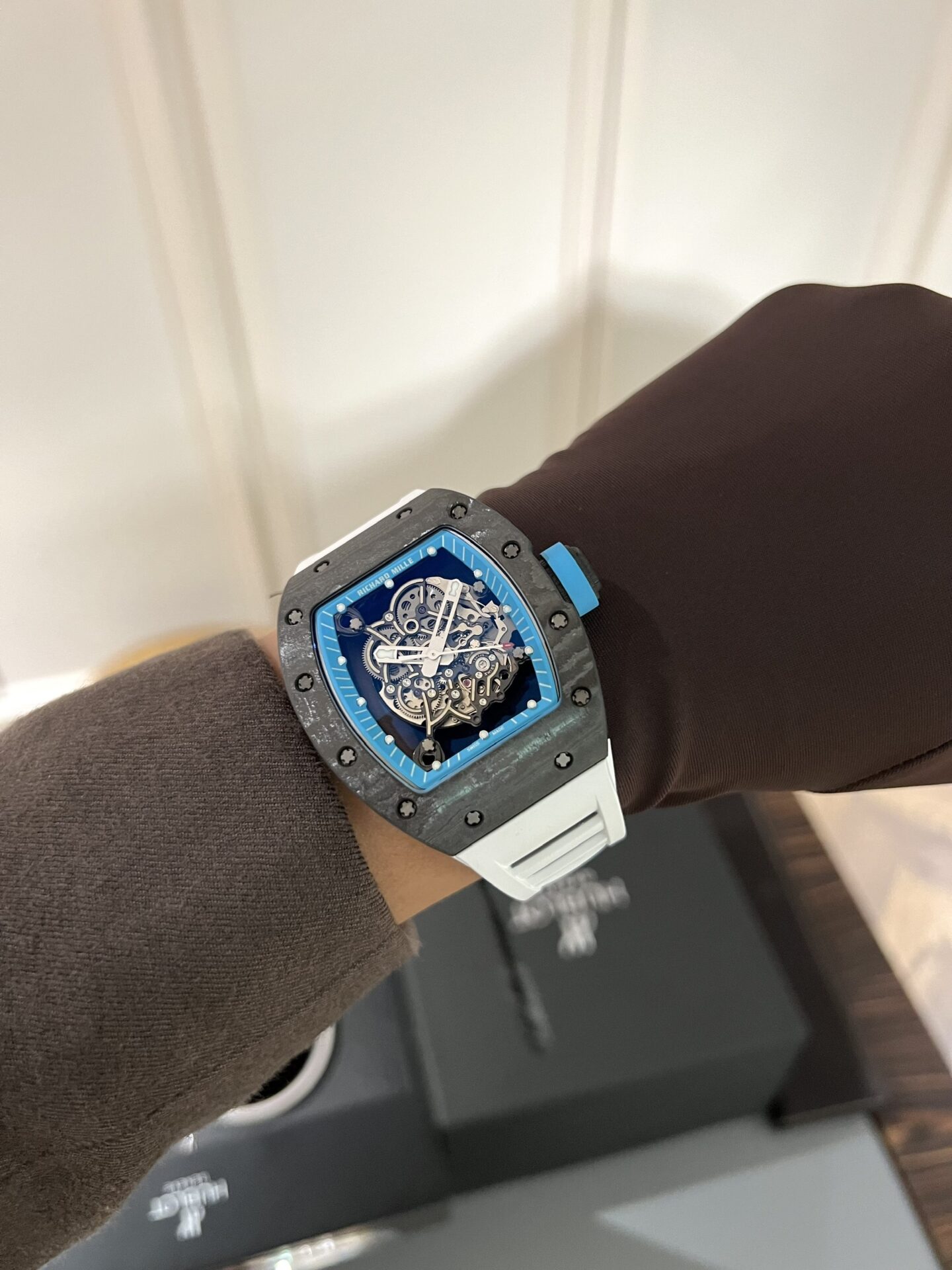 Richard Mille Replica Watch RM055 Carbon White Rubber Strap 45mm - Soul Replicas