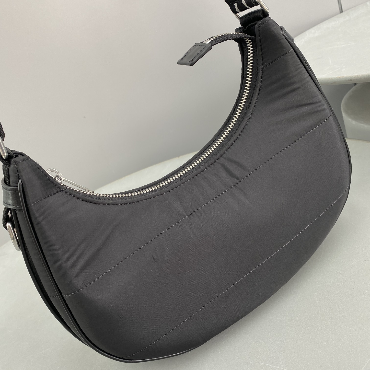 Celine Medium Ava Bag With Celine Strap In Quilted Nylon Black For Women 9in/23cm 196972DLI.38SI - Soul Replicas