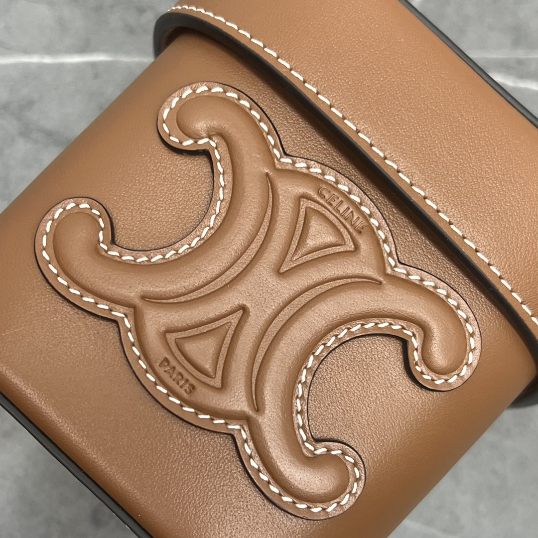 Celine Small Box Cuir Triomphe Brown For Women 4in/11cm 199263DU3.04LU - Soul Replicas