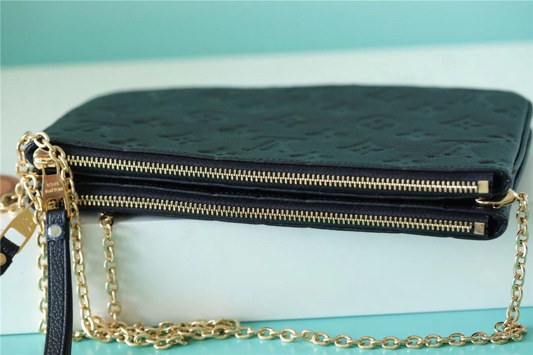 Louis Vuitton Double Zip Pochette Monogram Empreinte Black For Women. Women-s Handbags. Shoulder and Crossbody Bags 7.9in/20cm LV M68568 - Soul Replicas