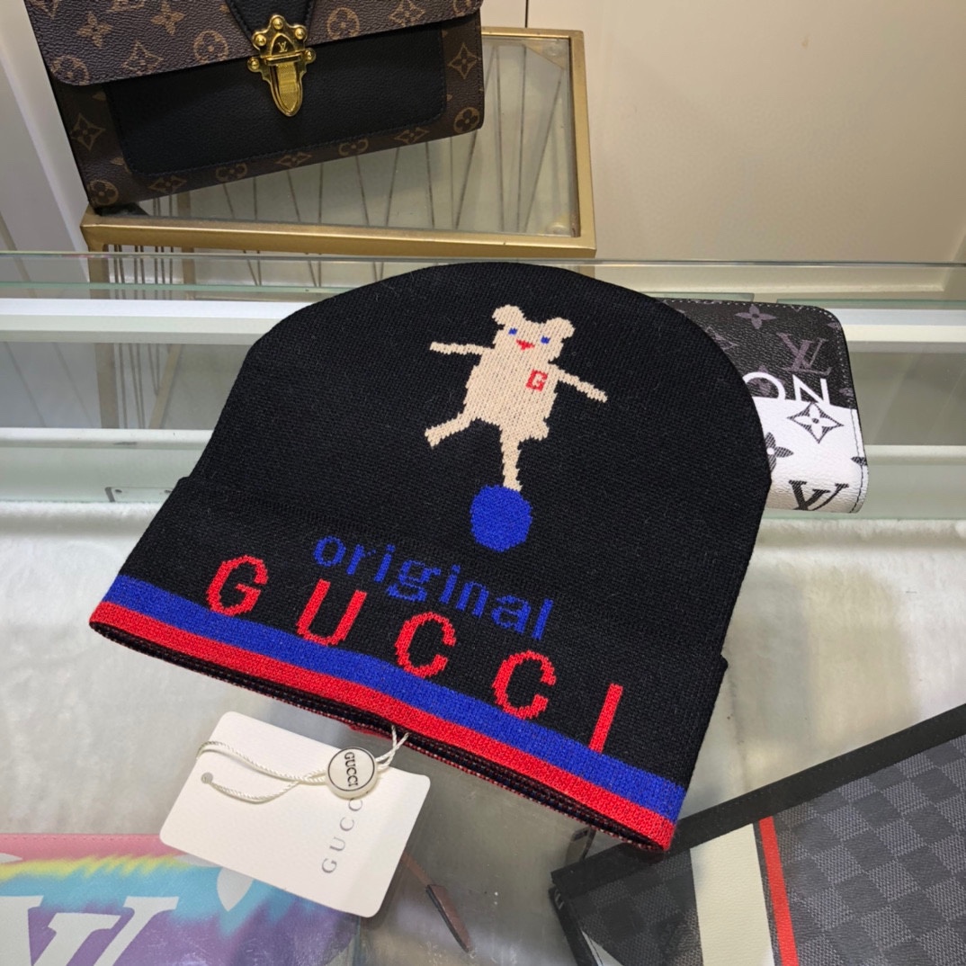 Gucci Beanie Cashmere In Black - Soul Replicas