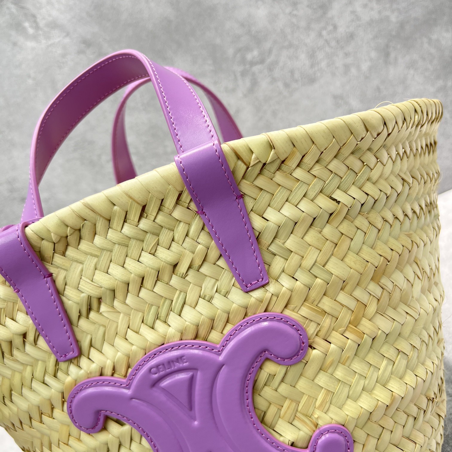Celine Teen Triomphe Celine Classic Panier In Palm Leaves And Lizard Violet For Women 8in/20cm - Soul Replicas
