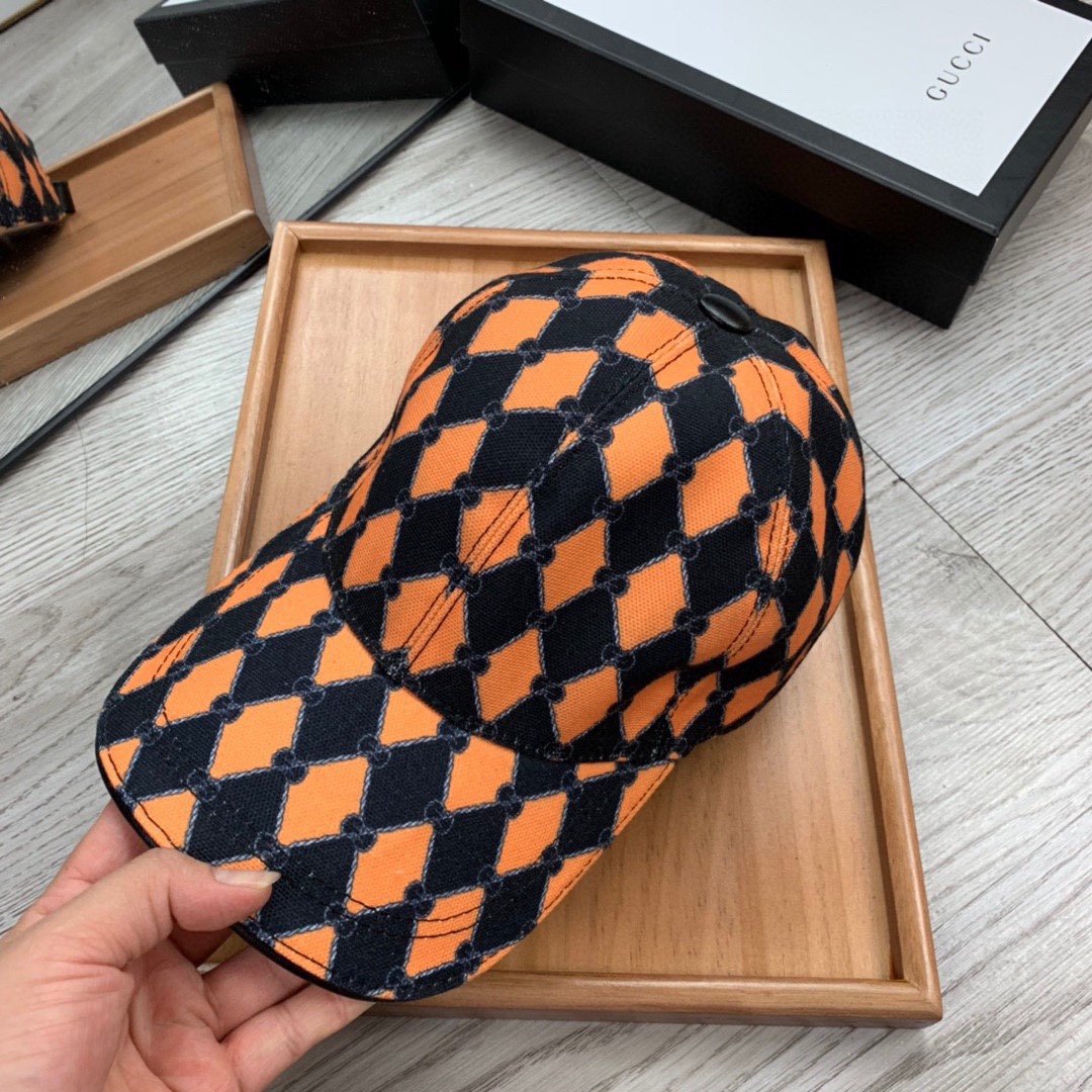 Gucci Canvas Baseball Cap In Orange - Soul Replicas